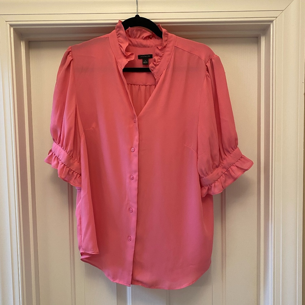 Ann Taylor Pink Ruffle Blouse